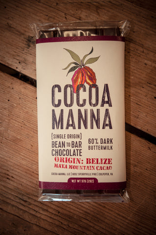 Cocoa Manna 60% Dark Buttermilk Chocolate Bar